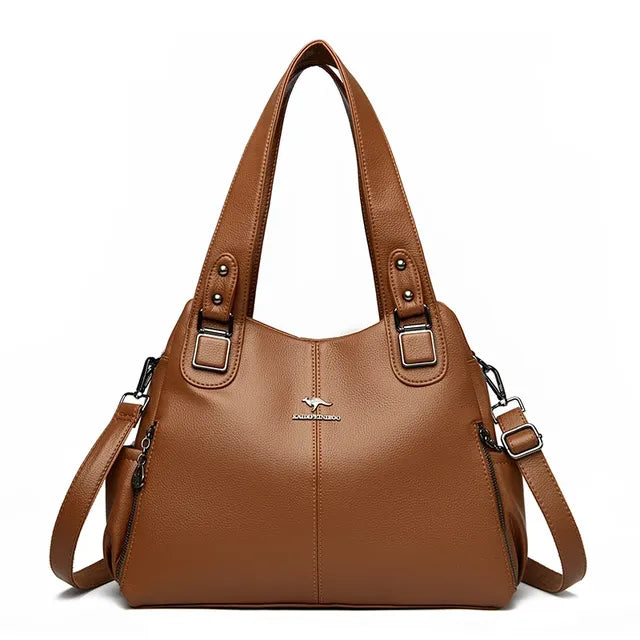 Luxury Large Capacity Tote Bag for Women - Vintage PU Leather