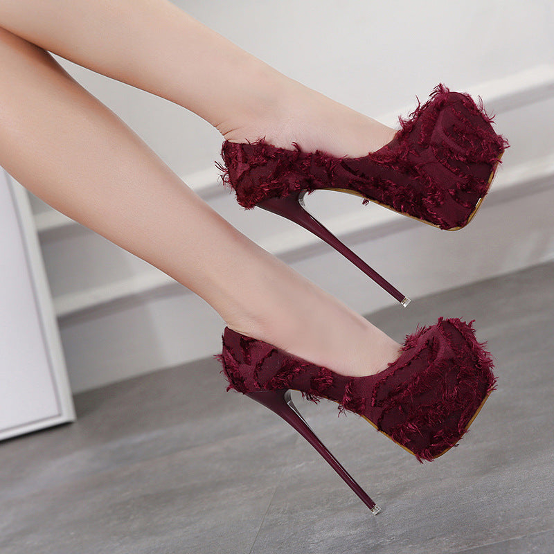 Chic Frayed Open-Toe Heels for Evenings