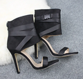 Open Toe Woven Buckle Stiletto Heels