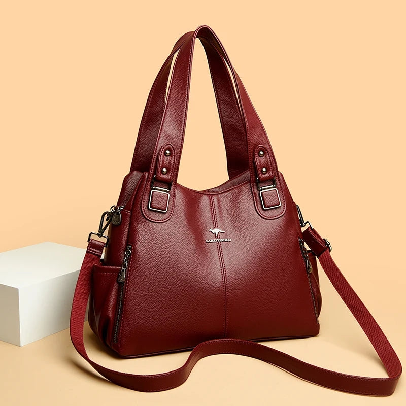 Luxury Large Capacity Tote Bag for Women - Vintage PU Leather