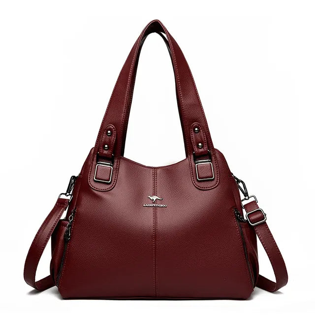 Luxury Large Capacity Tote Bag for Women - Vintage PU Leather