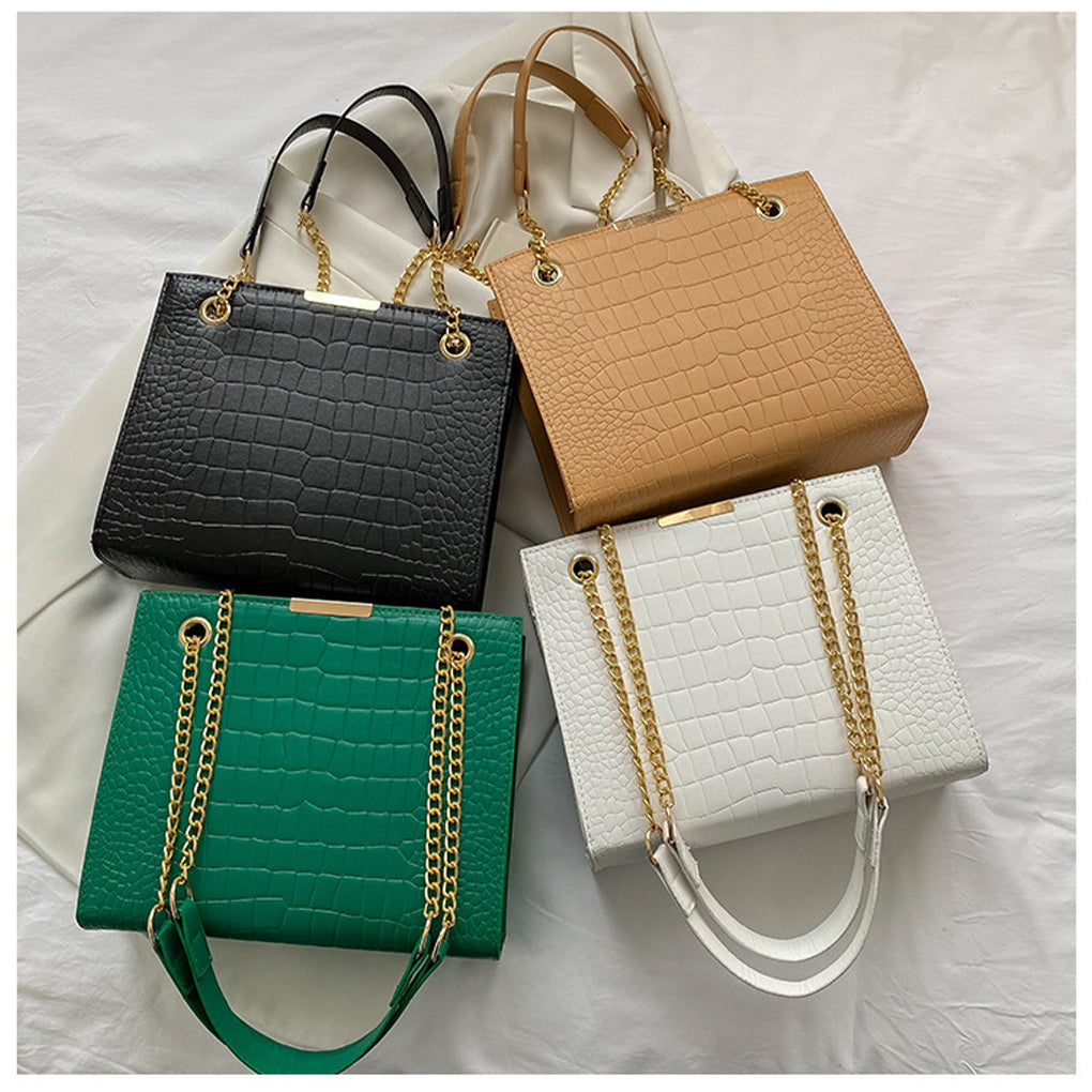Luxury Crocodile Pattern Square Crossbody Bag