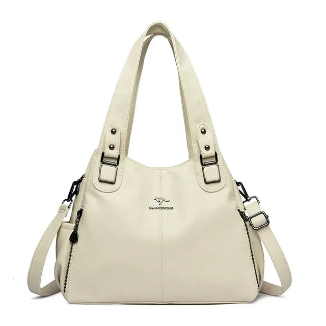 Luxury Large Capacity Tote Bag for Women - Vintage PU Leather
