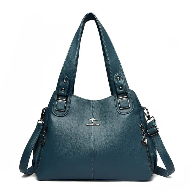 Luxury Large Capacity Tote Bag for Women - Vintage PU Leather
