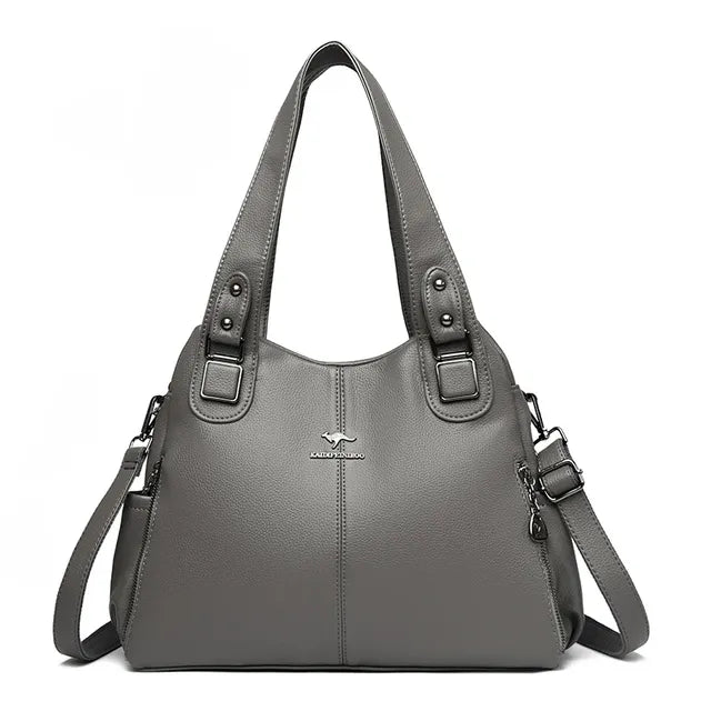 Luxury Large Capacity Tote Bag for Women - Vintage PU Leather