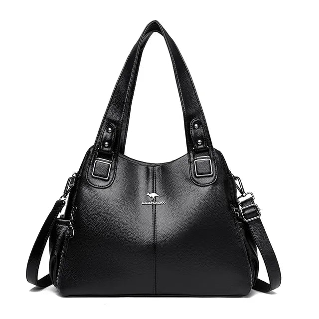 Luxury Large Capacity Tote Bag for Women - Vintage PU Leather