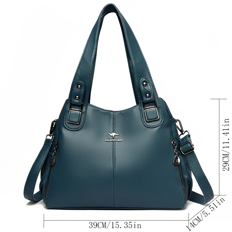 Luxury Large Capacity Tote Bag for Women - Vintage PU Leather