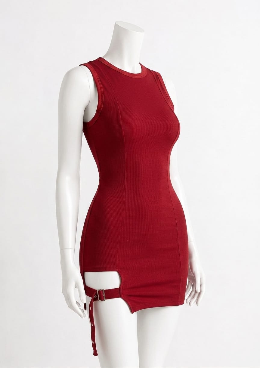 Sleeveless Bodycon Mini Dress with Split
