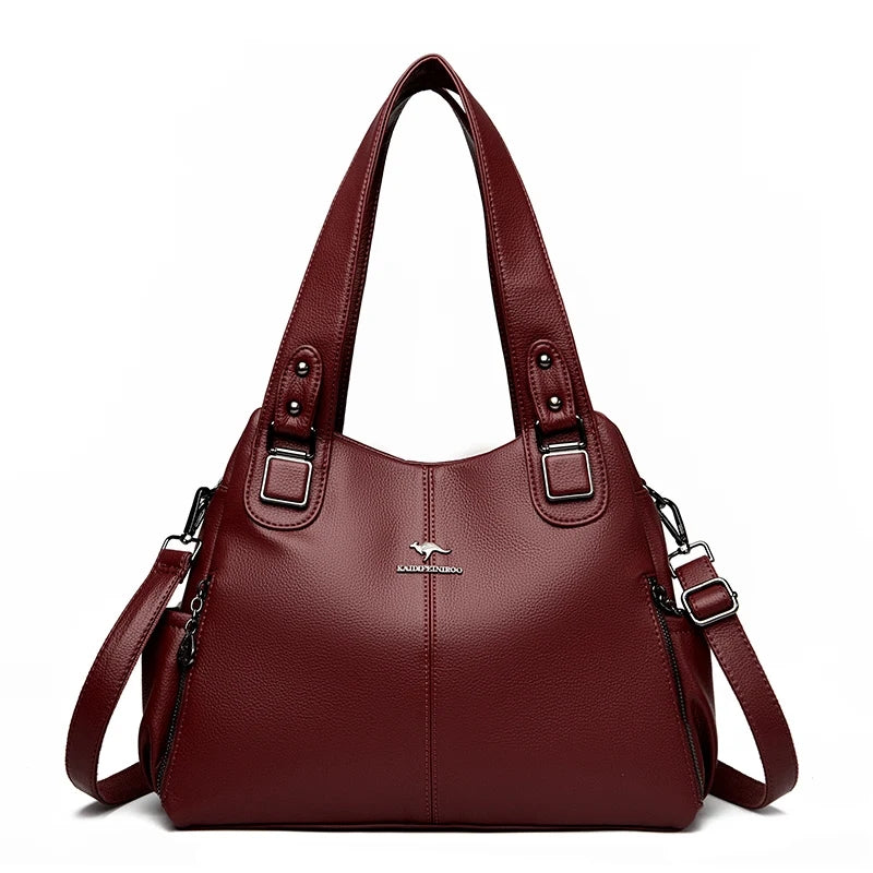 Luxury Large Capacity Tote Bag for Women - Vintage PU Leather