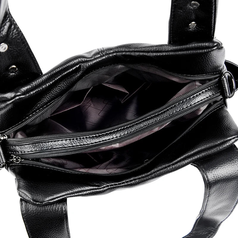 Luxury Large Capacity Tote Bag for Women - Vintage PU Leather