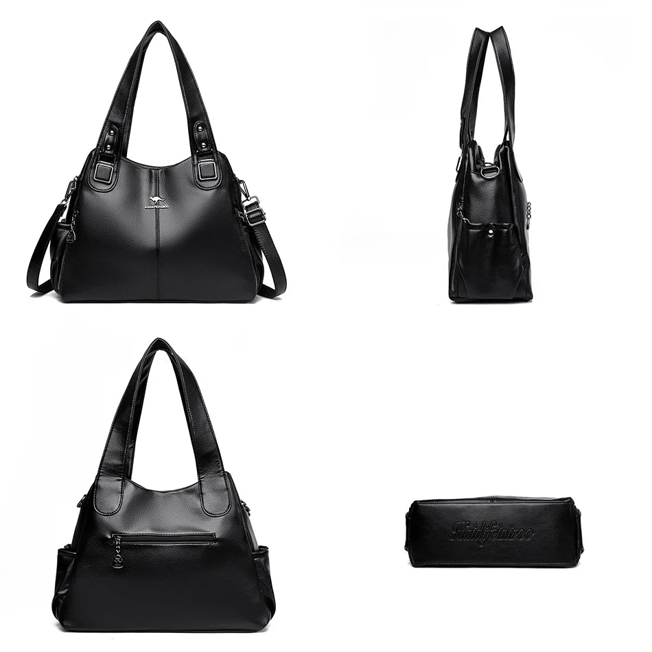 Luxury Large Capacity Tote Bag for Women - Vintage PU Leather
