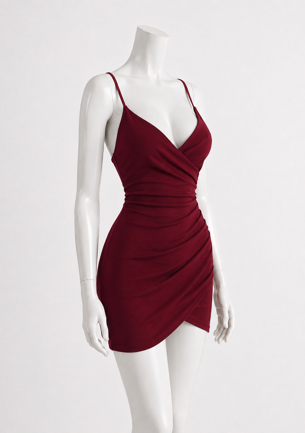 V-Neck Bodycon Slip Dress with Slimming Design