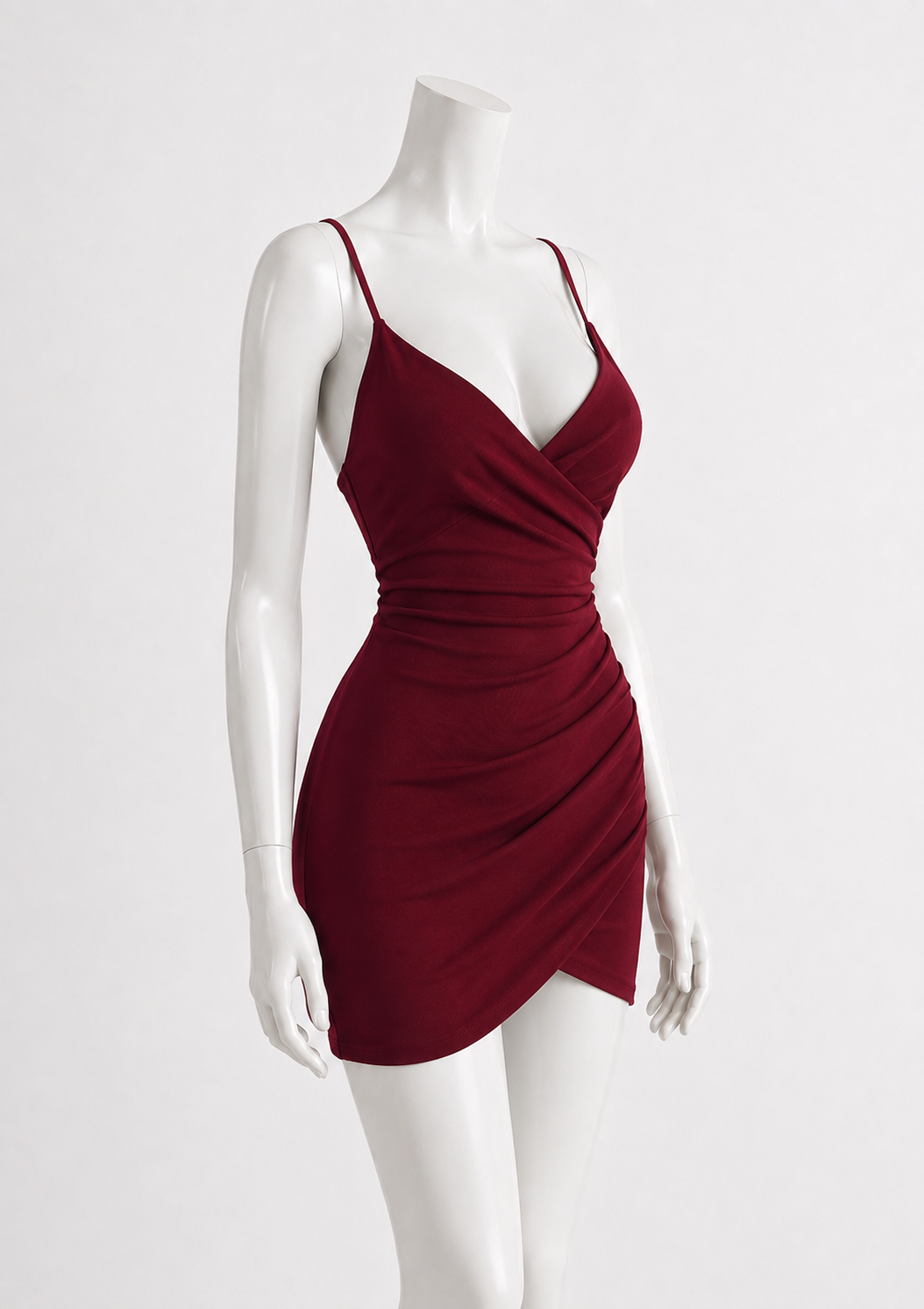 V-Neck Bodycon Slip Dress with Slimming Design