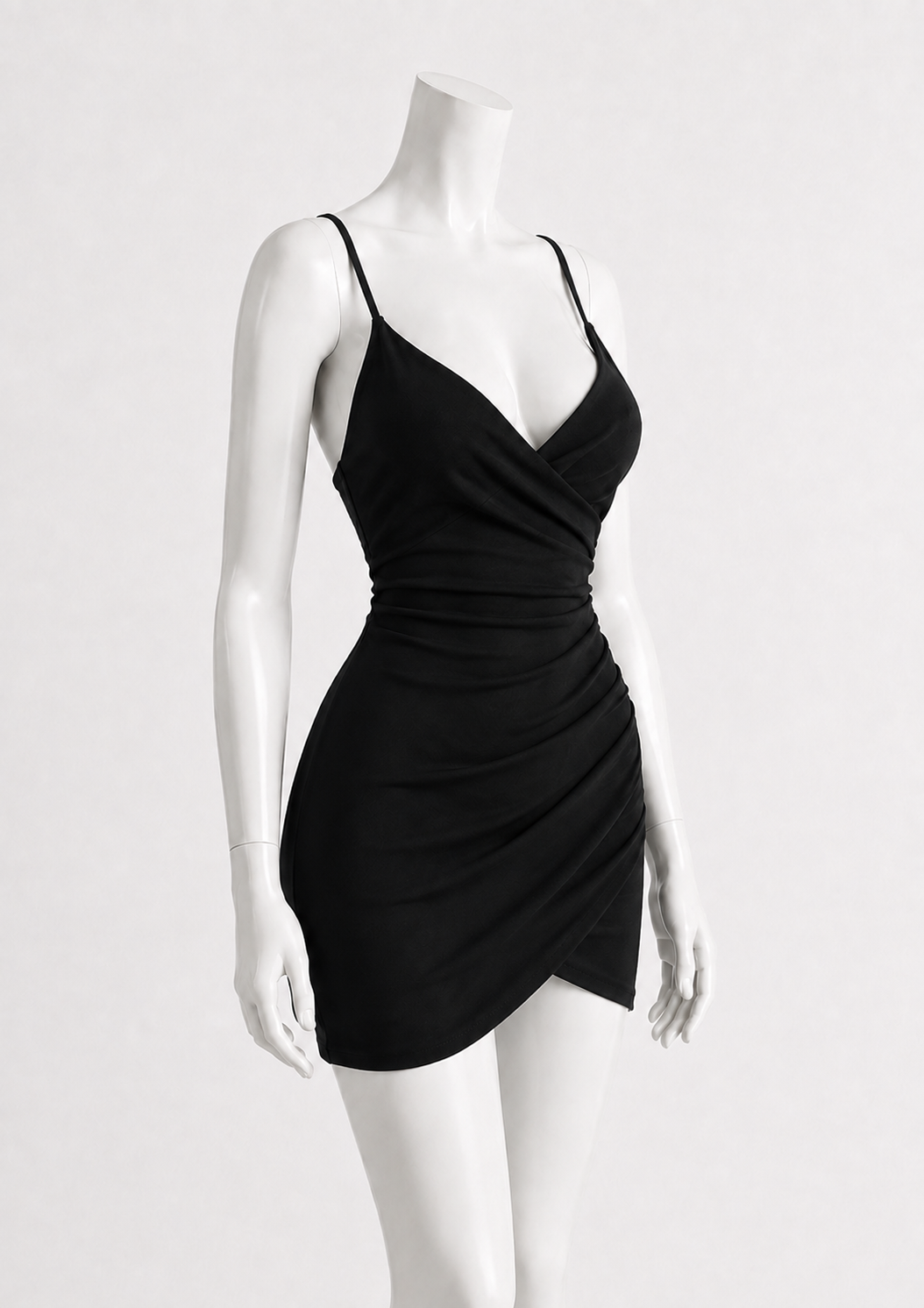 V-Neck Bodycon Slip Dress with Slimming Design